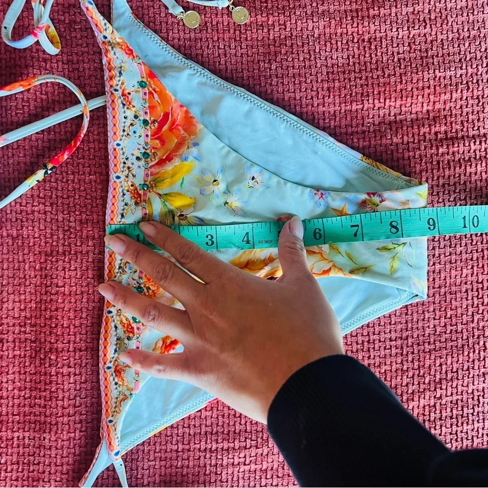 CAMILLA Talk the Walk Triangle Floral Crystal Bikini Set Luxury Swim NWT Size L​
